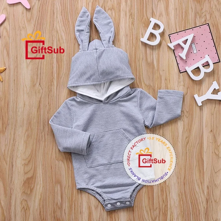 News 100% Polyester Baby French Terry Hoodie Rabbit Ears Youth Toddlers Sublimation Blank Bunny Hoodies For Kid