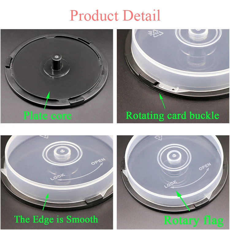 Store 10 CDs DVDs Blu-ray Discs Cake Box with Integrated Spindle Storage Plastic DVD-R Spindle Box Blank Packaging CDr/DVDr Cake