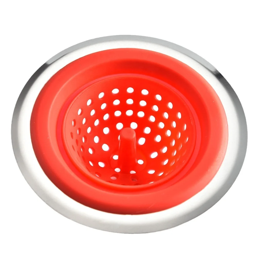 Kitchen Silicone Sink Stopper Silicone  Sink  Strainer for Kitchen Sink with Stainless Steel