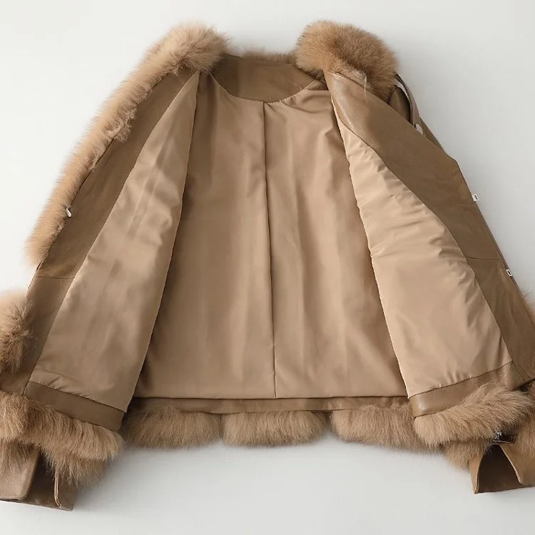2022 new arrival winter sheep leather with fox fur coat fox fur coat women
