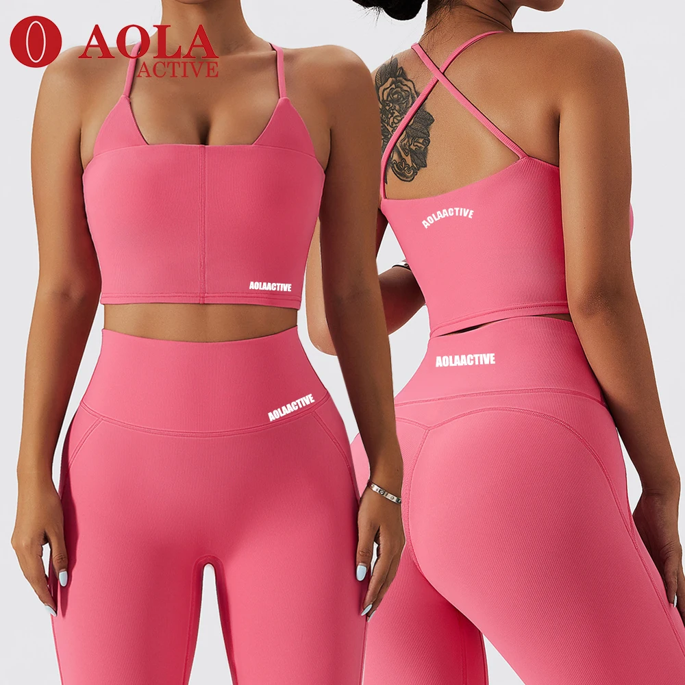 AOLA Women Yoga Sets Fitness Workout Tracksuit Sports Custom Two Piece Bra And Shorts Yoga Set