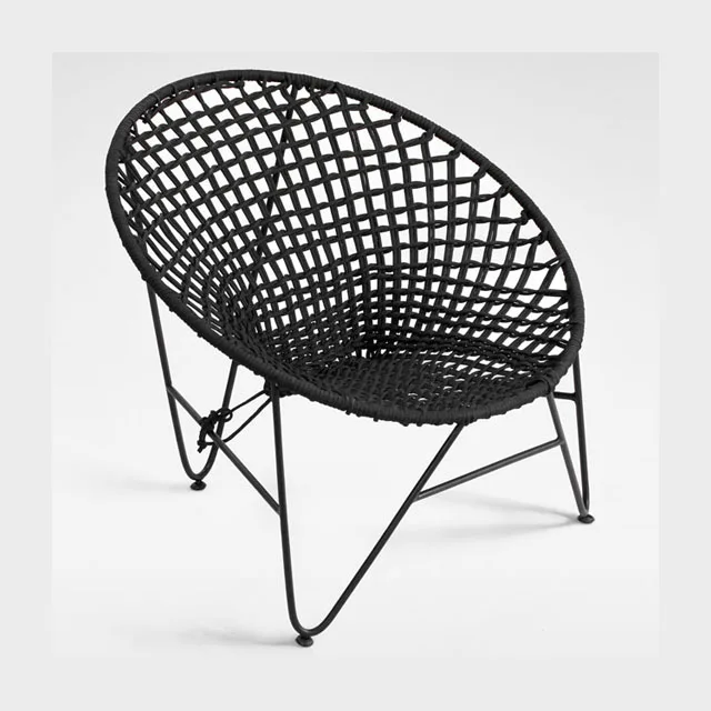 Egg Rattan Chair with Metal Frame Powder Coated and Rope Woven for Wholesale