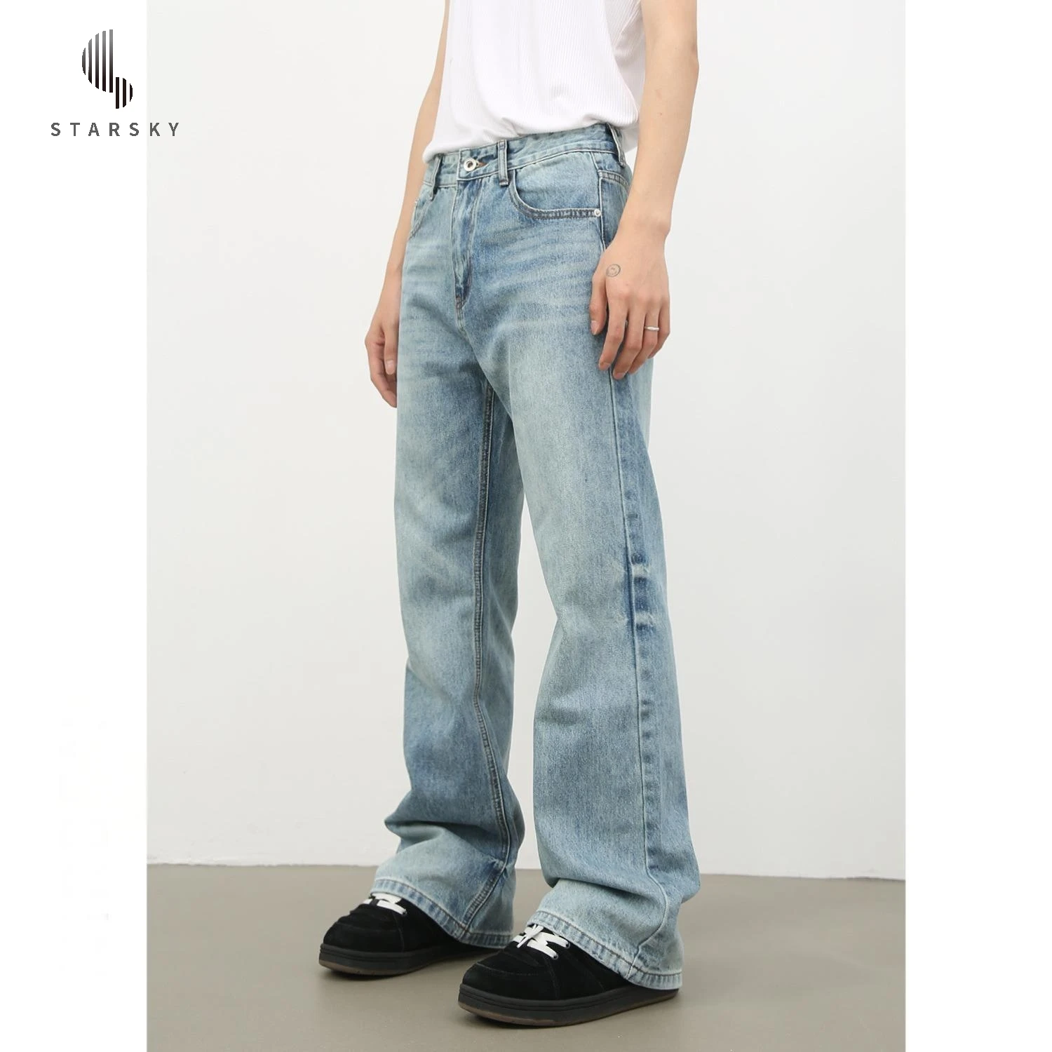 Свободные прямые мешковатые джинсы-карго для мужчин индивидуальные мужские повседневные модные джинсы с широкими штанинами