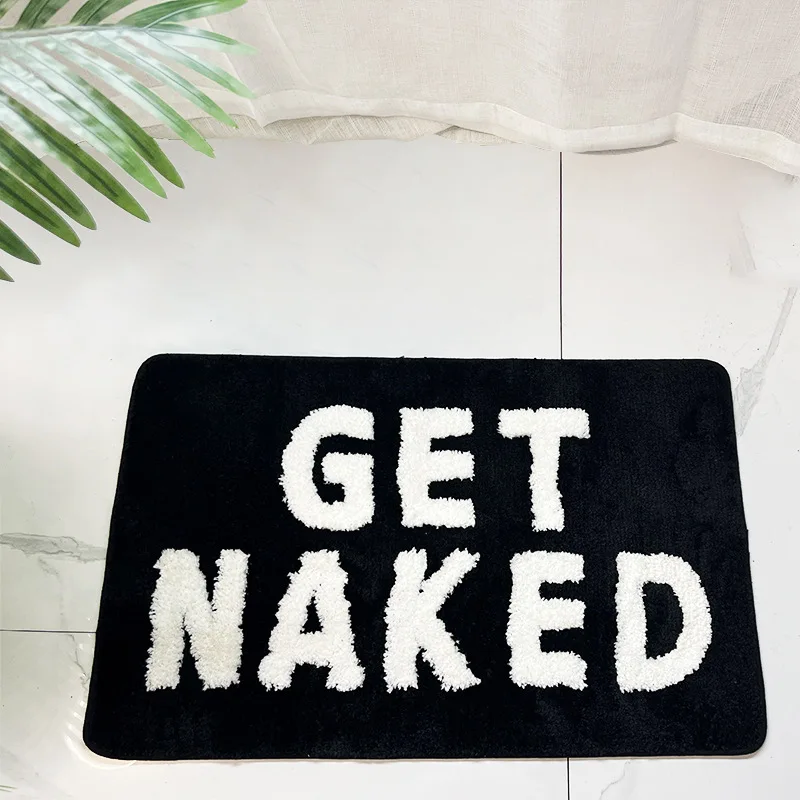 Get Naked Bath Mat Soft Tufted Bathroom Rug Absorbent Flocked Microfiber Cute Bathroom Carpet Living Room Door Mat Decor