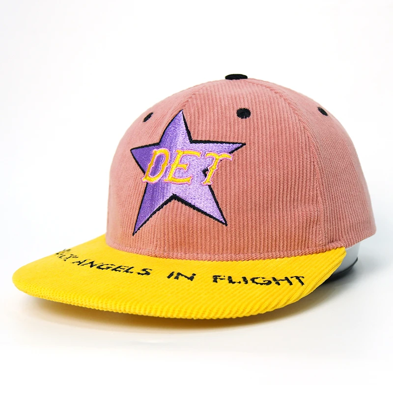 Qianzun Manufacturer streetwear retro embroidery wholesale high quality corduroy fabric a frame oem hip pop snapback cap