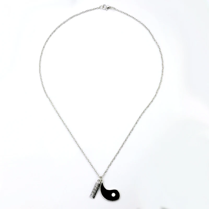 Best Friends Yin Yang Metal Puzzle Enamel Pendant Necklace Figaro Chain Stainless Steel Jewelry Custom Necklace
