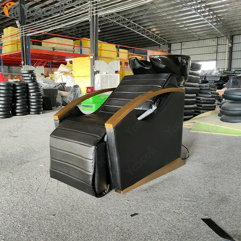 Yoocell Electric Hair Washing Salon Adjustable Footrest Shampoo Chair Backwash Sink Styling