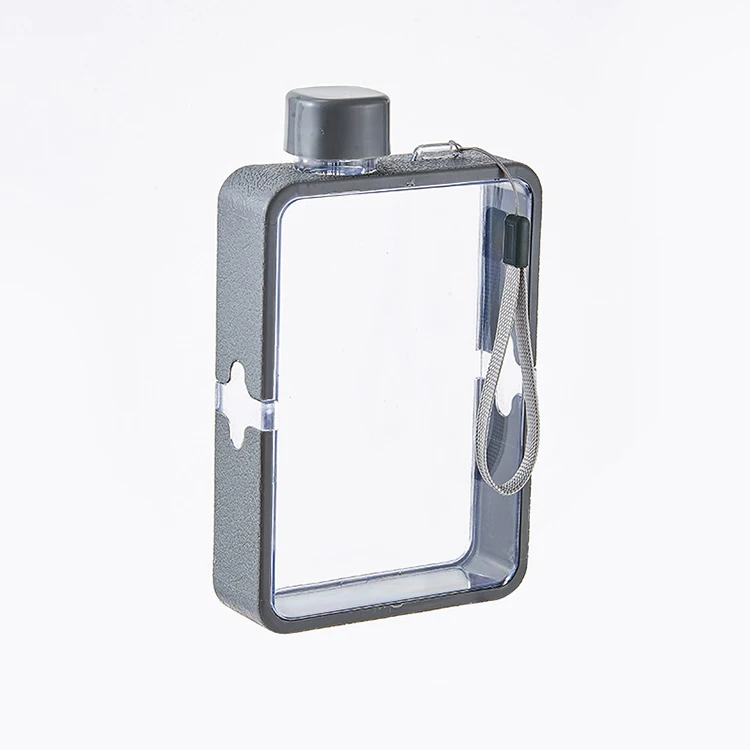 Promotional business gifts 380ML A5 Notebook Flat square Water Bottle BPA Free clear Plastic water bottle with Custom logo