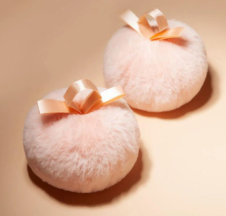 pink cosmetic plush fluffy glitter powder puff private label sponge fast body blushing puff women large body glitter powder puff