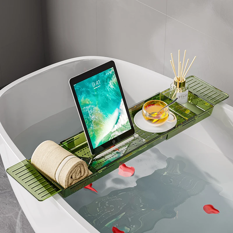 Oem Wholesale Price Custom Clear Extendable Bath Tub Caddy Bathroom Tray For Bathtub
