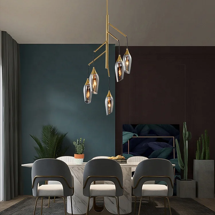 New Model Home Villa Indoor Decoration Metal Antique Vintage Shandelier Lustre Lmap Large  Chandelier Glass Pendant Light