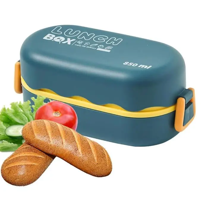 2024 new plastic double-layer student microwave lunchbox split lunch picnic camping fruit salad box