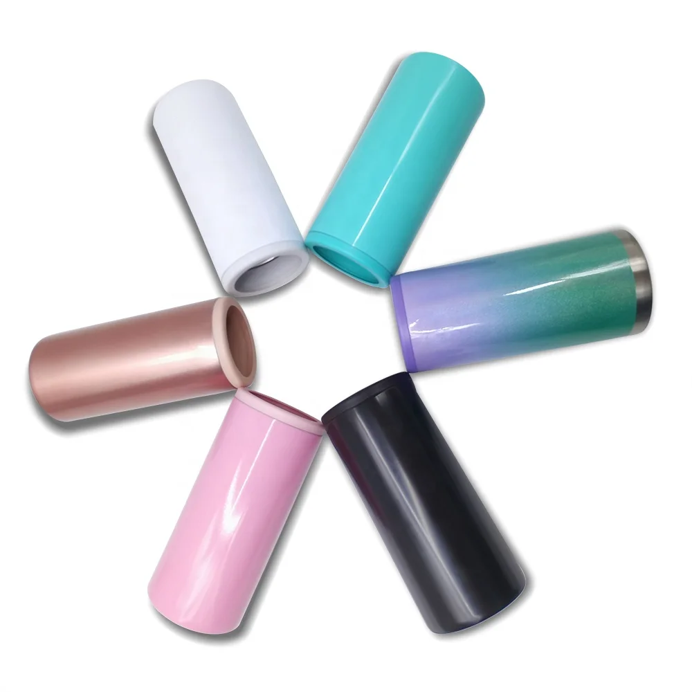 Stainless Steel Double Wall Vacuum Insulator Slim Skinny Can Cooler for 12oz Slim Cans  keep cold drink bottle coke cans