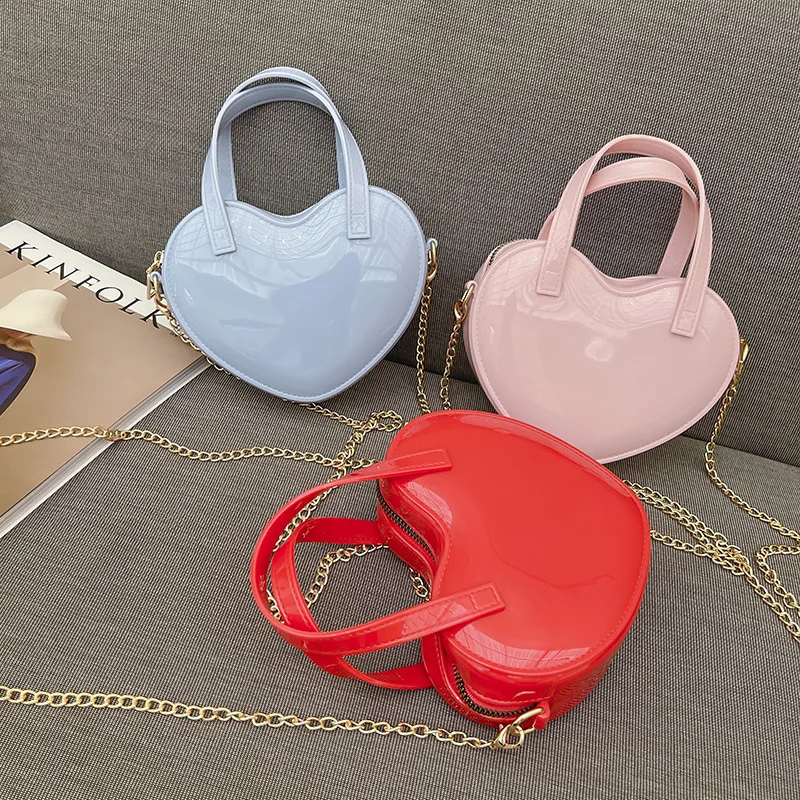 2022 New Trend Less Jelly Portable Diagonal Bag One Shoulder Chain Love Cute Girl Bag PVC Waterproof Wear-resistant Cheap Whole
