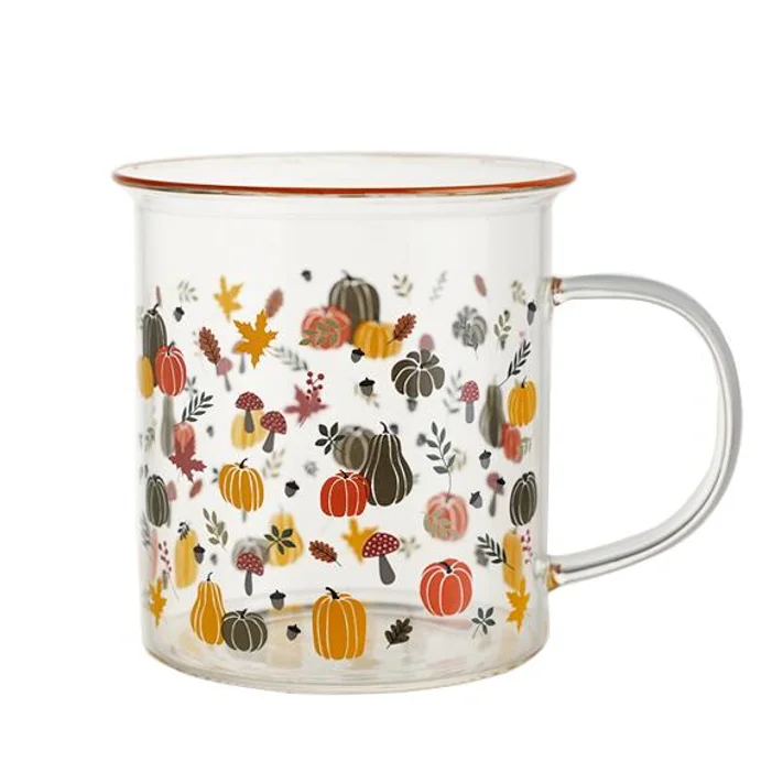 Раскрашенная наклейка 380 мл с верхним клапаном термостойкие наклейки высоким содержанием Бора тыквенные подаются в чашках для сока на Хэллоуин