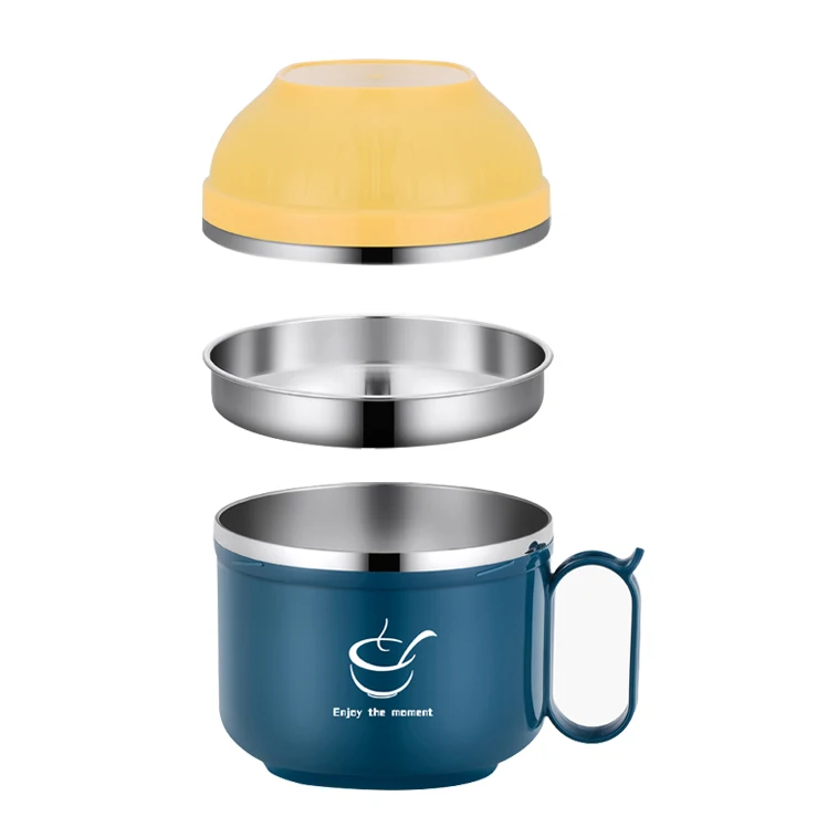 2021 New Popular Double Layers Stainless Steel  Fast Food Bowl Lunch Container  Instant Noodles Cup For Office Home Picnic