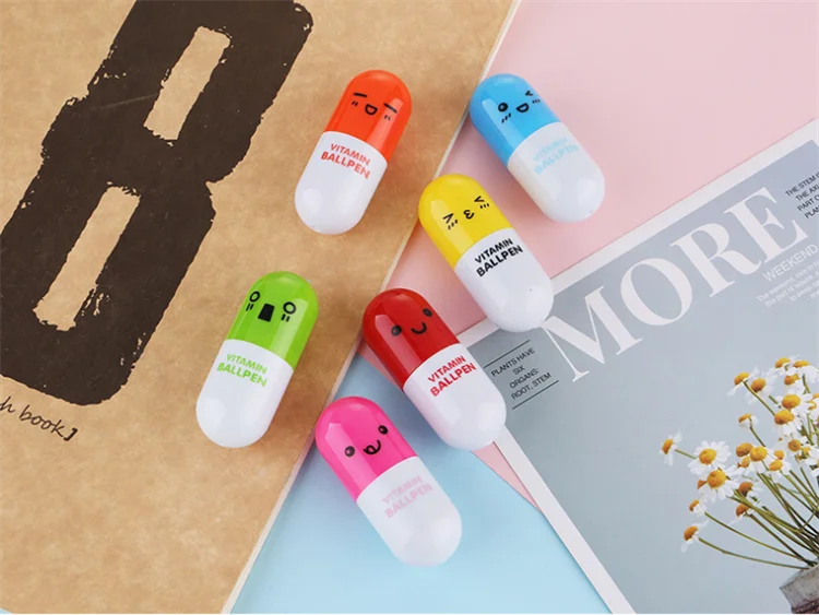 Hot-Selling Cute Portable Pill Shaped Pen Advertising Retractable mini Ballpoint Pen