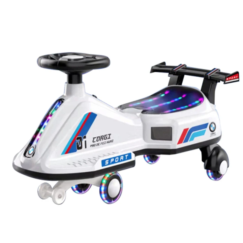 COOL CHILD PLASTIC RIDE ON SWING  TOY CAR WITH FRONT LIGHT & MUSIC