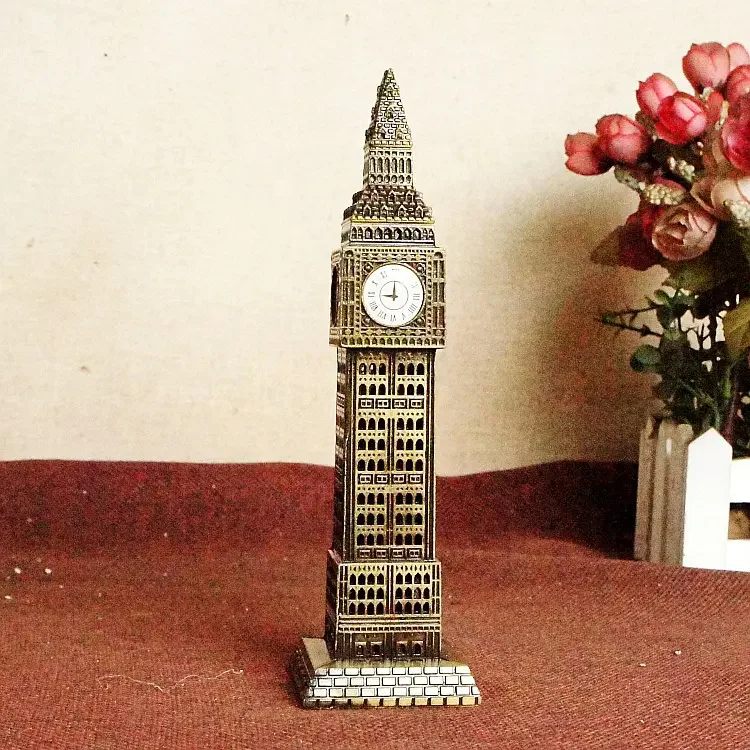 yuyang World Famous Architecture Antique Metal Crafts London Souvenir Big Ben Model for Office Ornaments