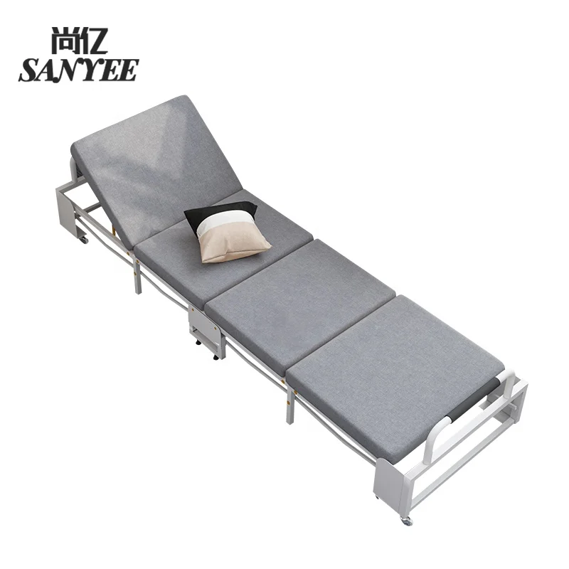 SY-2109A Office furniture lunch break folding bed with foam mattress and wheels