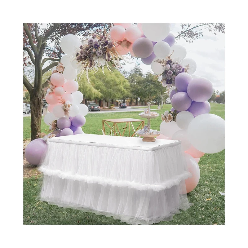 Wedding Beautiful Cake Tutu Ruffled Table Skirt With Customized Size Gradient Birthday Party Tulle Skirt For Table Yellow