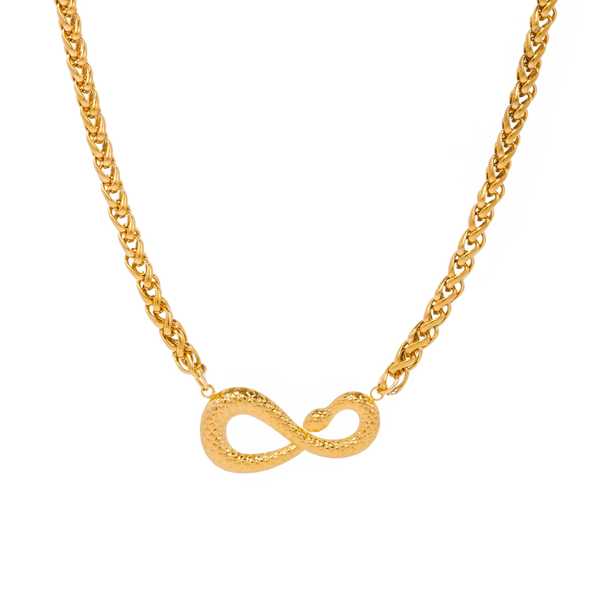 J&D Jewelry 18K Gold Plated Stainless Steel Hammer Chunky Rope Chain Snake Necklace for Women