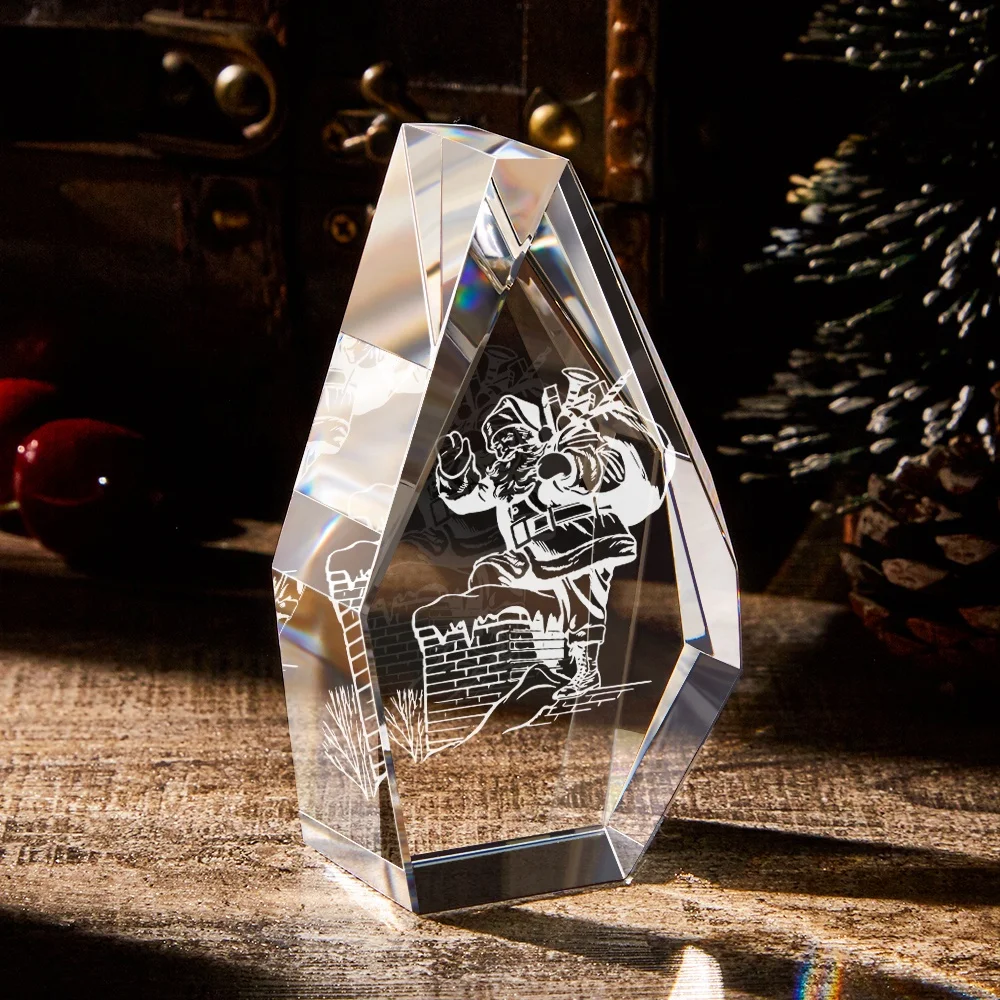 Luxury Christmas Decorations Santa Claus Glass Crystal Laser Christmas Table Decoration