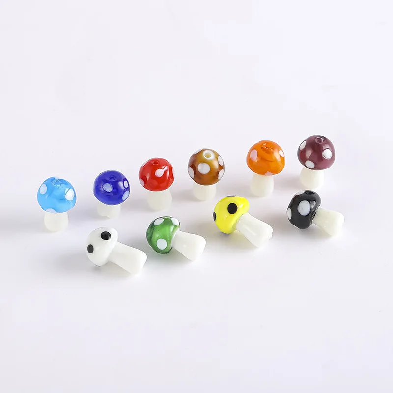 Murano Beads Mixed Colors Lampwork Glass Mushroom Beads for DIY Jewelry Making