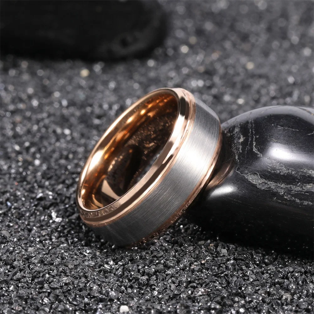 OLAN Fine Jewelry Rings 8MM Tungsten Carbide Engagement Ring Brushed Wedding Band for Men Women