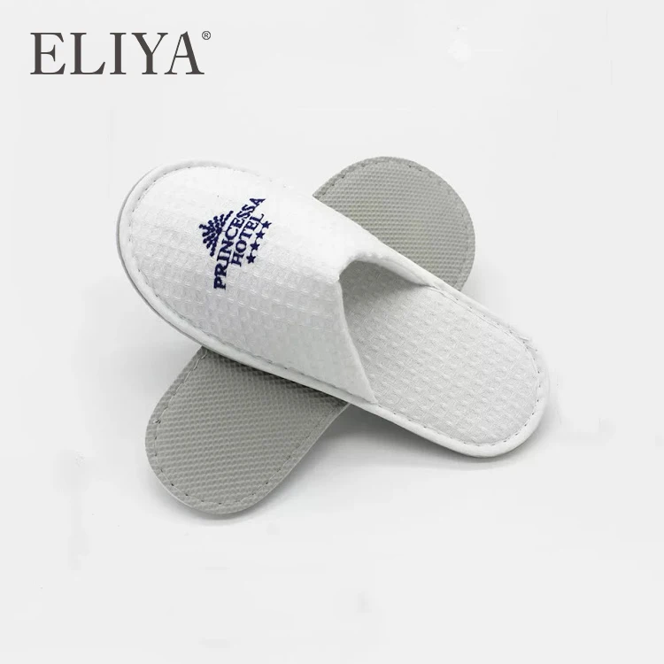 Custom Designers Spa Slipper Hotel Disposable Slippers with Logo PVC Summer EVA Cotton Fabric Plastic Polyester Jacquard Fabric