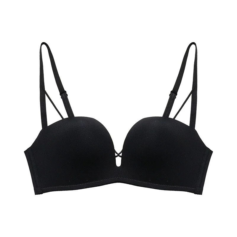 Invisible Pushup Bra Women Comfortable Thin Summer Bra with Hollow Out Design Deep V Neckline WireFree Summer