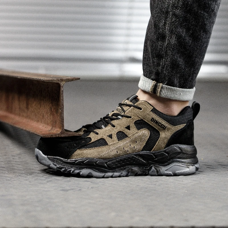 OEM/ODM  Flying Woven Breathable Mid-Top Anti-Smashing Soft Non-Slip Work Safety Shoes