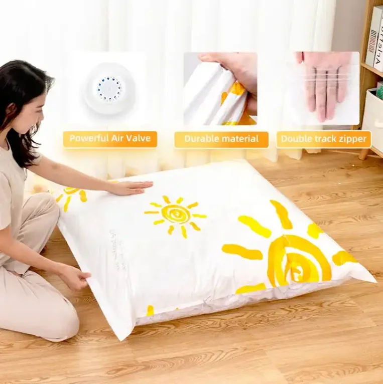 TAILI PA+PE Strong Dustproof Waterproof Vacuum Storage Bags For Clothes Travel Hand Roll Up Vacuum Bags With pump