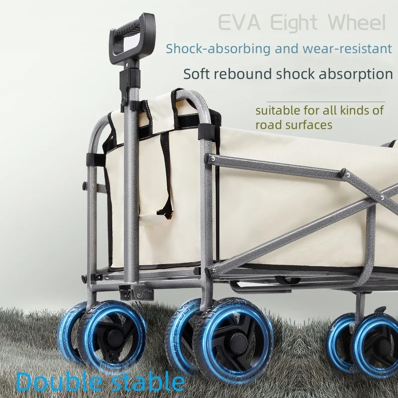 Foldable picnic camping wagon outdoor camping cart with silent universal wheels beach wagons carts