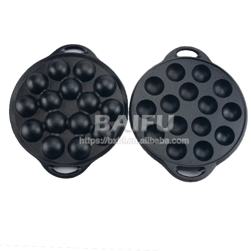 Pre-Seasoned Cast Iron Griddle for Making Poffertjes Pancake Balls, Takoyaki and Thai Kanom Krok