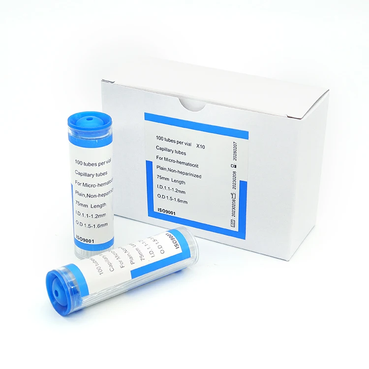 Hot sell 75mm non micro hematocrit heparinized capillary glass tubes