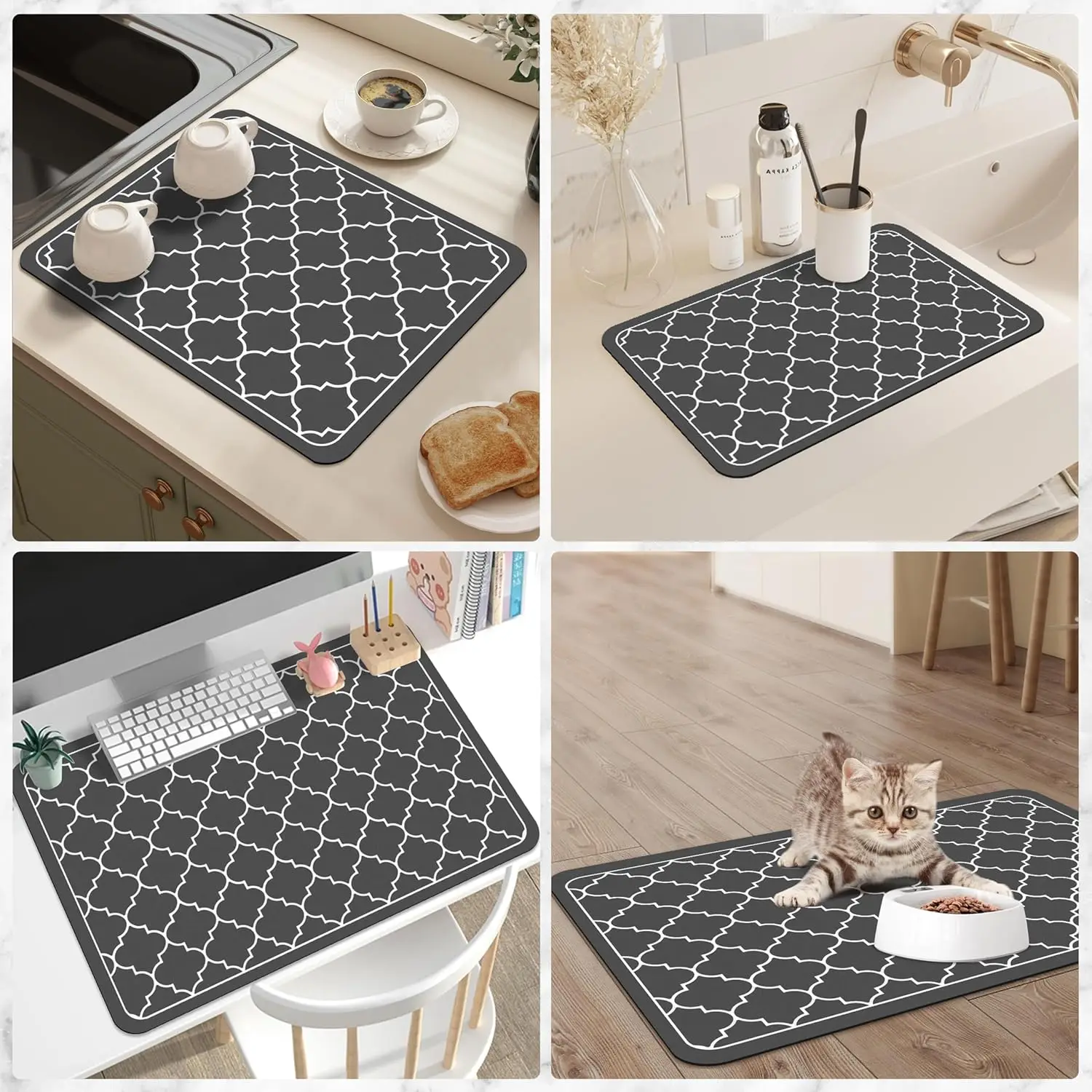 Dish Drying Mats for Kitchen Counter Coffee Bar Mat Self Dish Drying Pad Water Absorbent Dry Mats for Kitchen Dishes