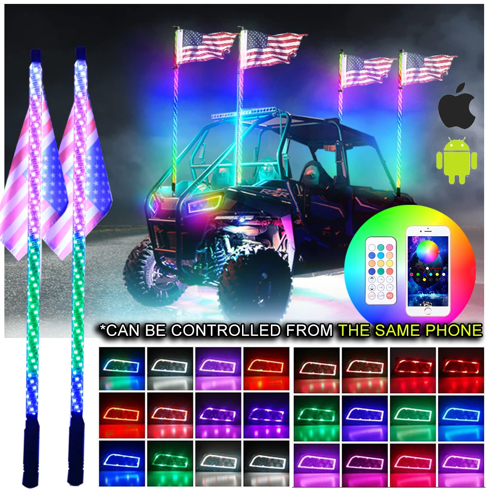 Off Road Offroad Latigos Buggy Whip Antena Led Rgb Antennas Utv Parts Whip Light Off Road