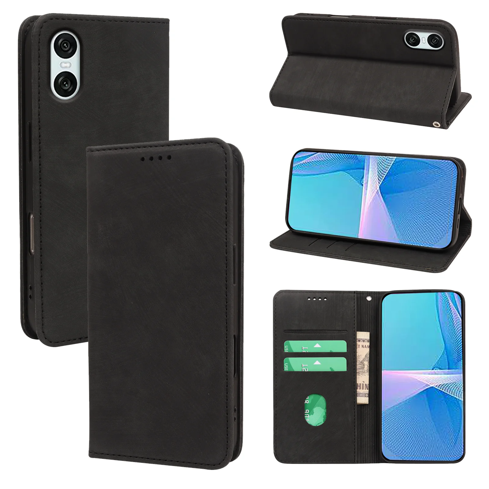 Fashion Leather Purse Bag Flip Cover For Sony Xperia 1 V10 VI 5 IV with Magnetic Card Holder Shockproof Mobile Phone Cases