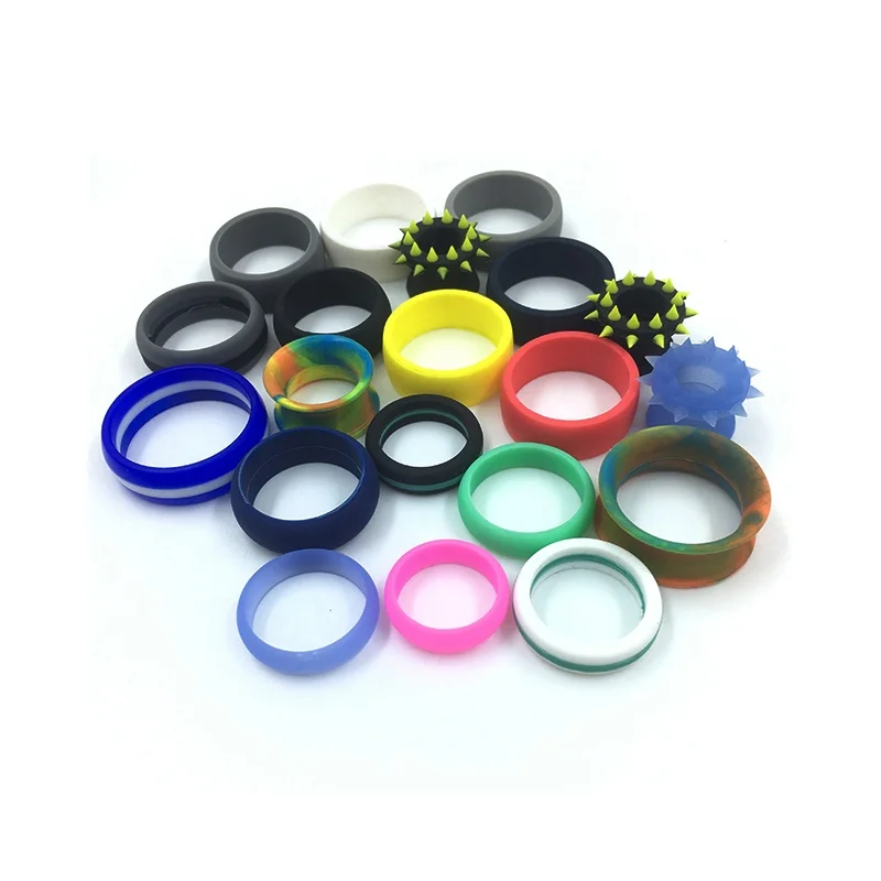 Factory Custom Color Mix Ring Silicone Engraved Ink Filled Text Logo Finger Ring