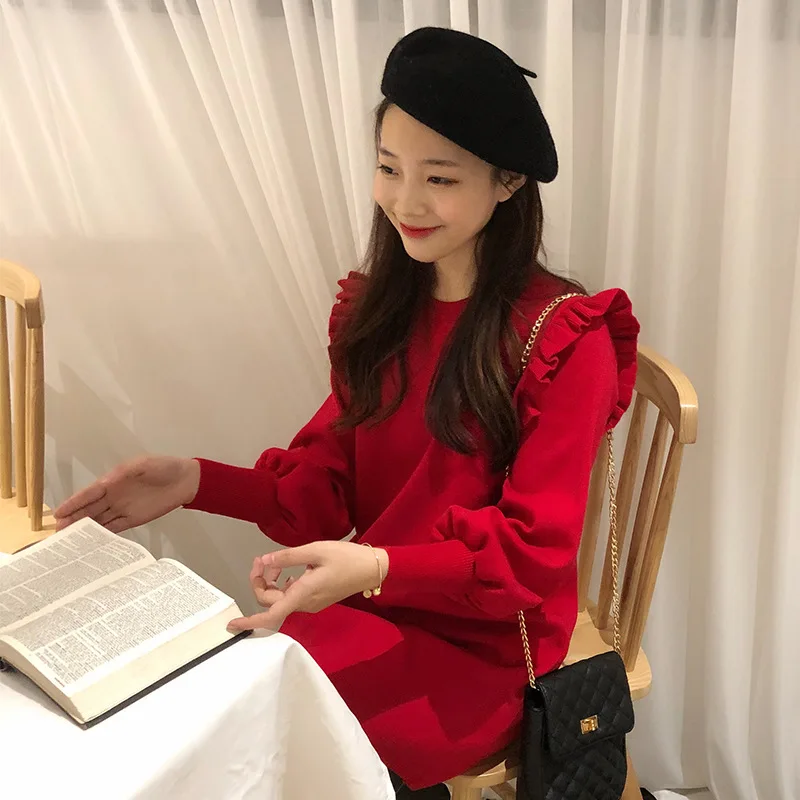 Mommy and Me Clothing Christmas Knitted Long Sleeve Costumes New Parent-child Dresses Family Matching Outfits Sweater Dresses