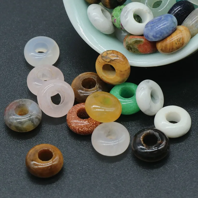 5*10mm Circle Natural Stone Beads With 4mm Hole Crystal Agate Jade Large Hole Beads For Jewelry DIY Bracelet Wholesale