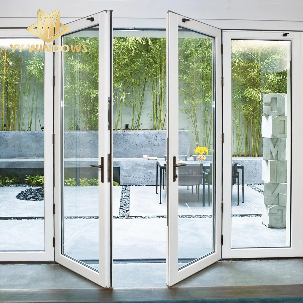 2020 new Trending product China designed aluminum half glass technology front door hinged door