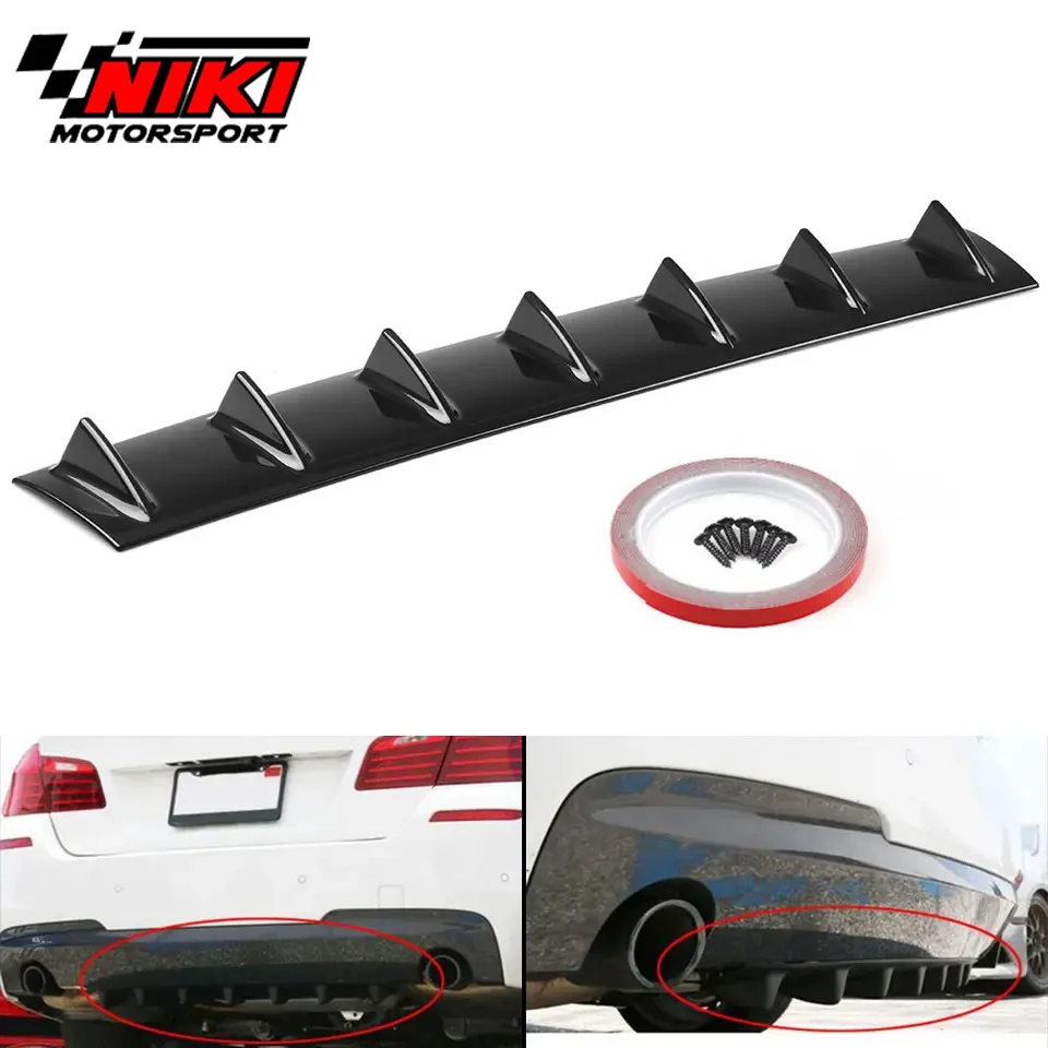 ABS Universal Car Lower Rear  Bumper Lip Diffuser Spoiler 7 Fin Car Back Bumper Lip Deflector Splitter