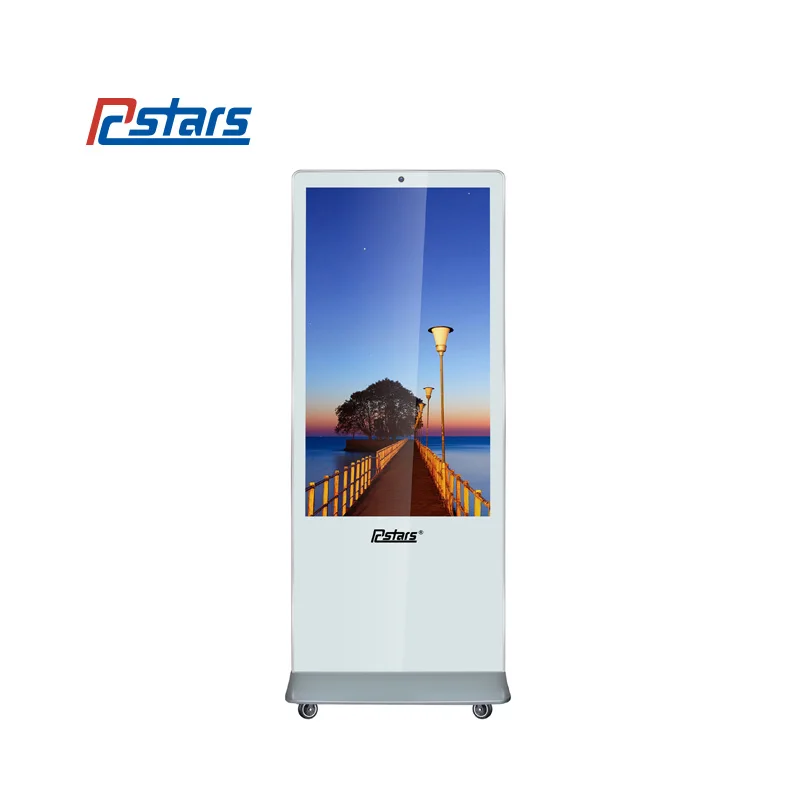 55 inch Free Floor Standing Android lcd advertising Player Multi-Touch Vertical kiosk with camera wheel Digital Signage Display