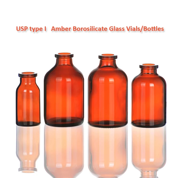 Factory direct 100ml clear glass  moulded injection  vials with rubber stopper and aluminium cap for medicine