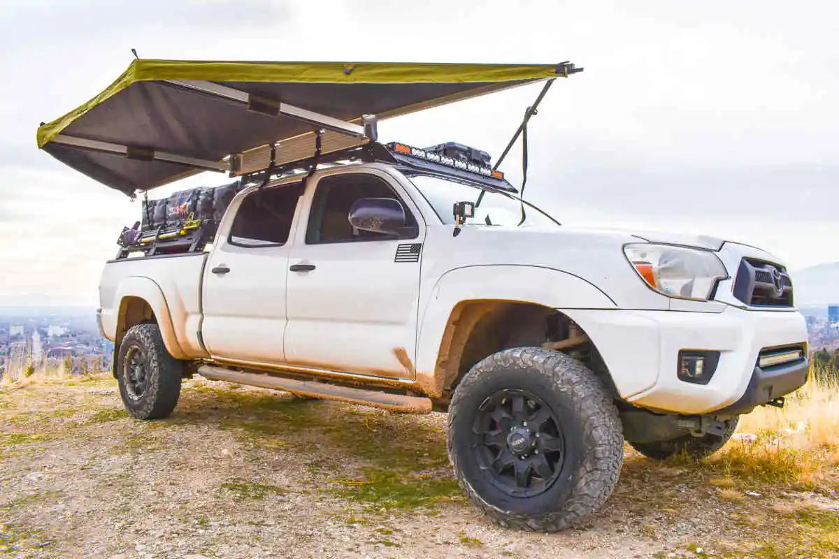 Outdoor Camping Vehicle Freestanding Awning 4x4 Car Roof Side Shelter Awning Free Standing 180 Degree Foxwing Awning