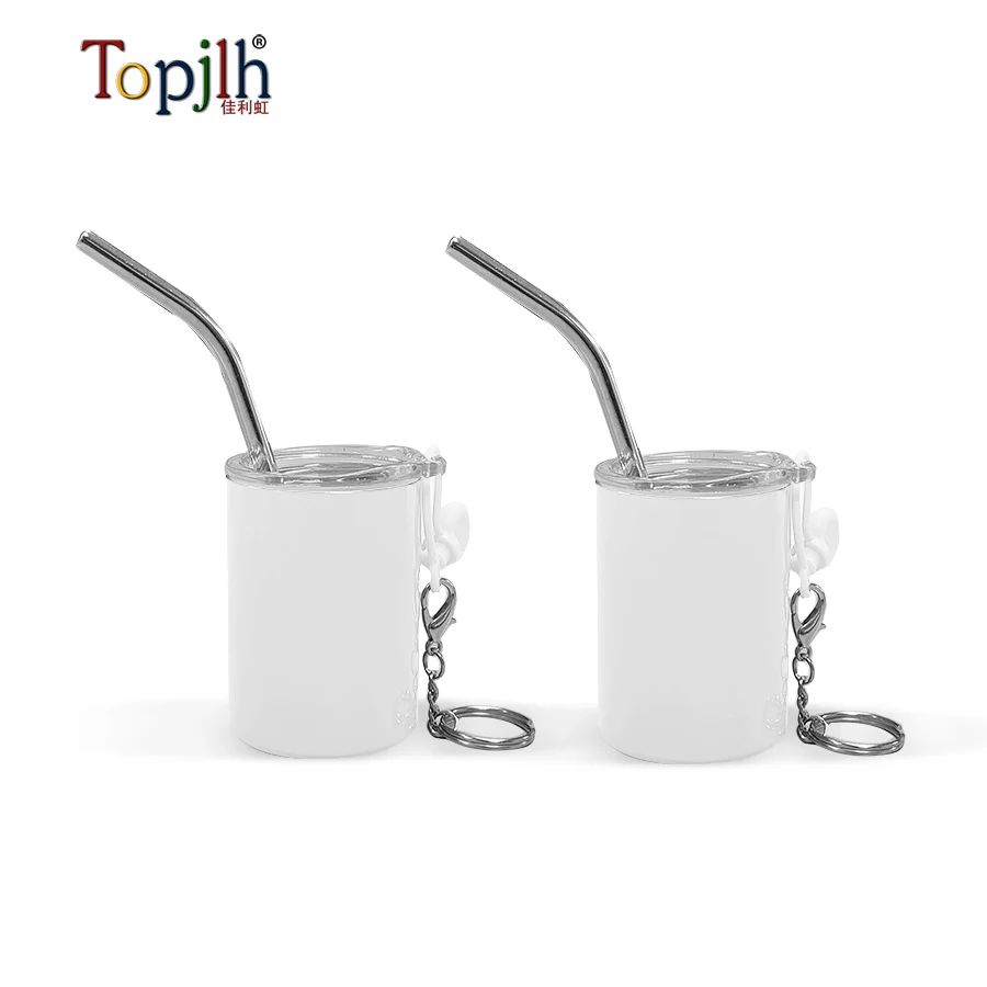 Topjlh 2024 New arrival Hot Sale sublimation colors 3oz straight key chains shot glass tumbler with metal straw