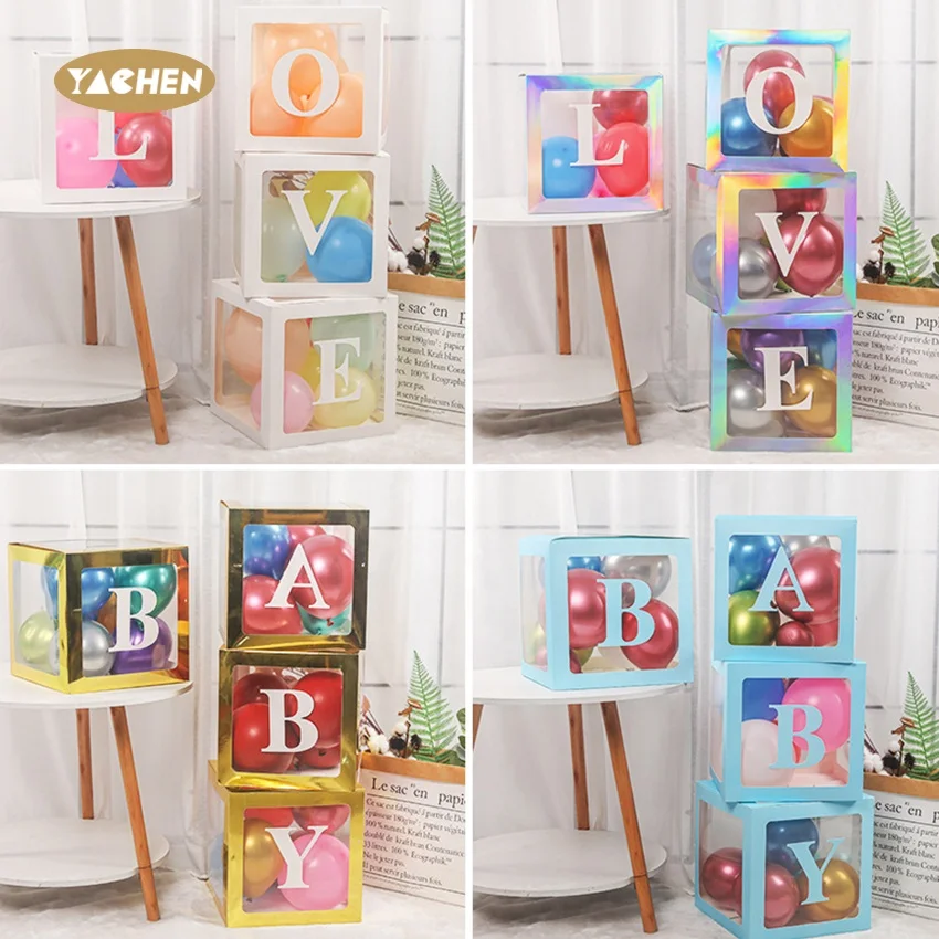 Customizable baby shower decorations alphabet large clear gift surprise stuffing one balloon box letters