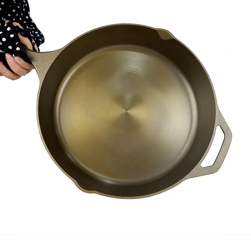 10 Inch 12 Inch Golden Polished Smooth Cast Iron Frying Pan with Non stick Coating